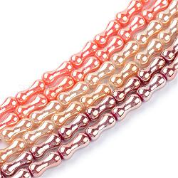 Electroplate Glass Bead Strands, Bone, Mixed Color, 8x3.5mm, Hole: 1mm, about 70pcs/strand, 21.9 inch