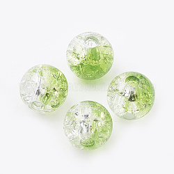 Acryl-Perlen, transparenter Crackle-Style, Runde, gelb-grün, 8x7 mm, Bohrung: 2 mm, ca. 1840 Stk. / 500 g