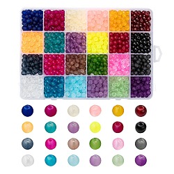 24 Farben transparente Glasperlenstränge, für die Herstellung von Perlenschmuck, matt, Runde, Mischfarbe, 6 mm, Bohrung: 1.3~1.6 mm, ca. 1440~1560 Stk. / Kasten