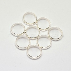 Ring Brass Bead Frames, Cadmium Free & Nickel Free & Lead Free, 925 Sterling Silver Plated, Silver, 8x2.5mm, Hole: 1mm