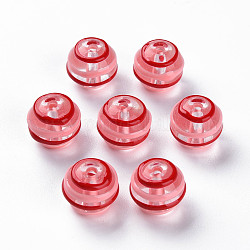 Perle di vetro trasparente, con smalto, tondo, rosso, 12x11.5mm, Foro: 1.5~1.8 mm
