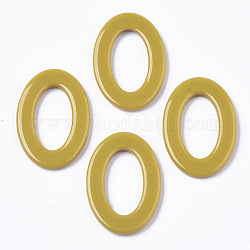 Anillos de unión de acetato de celulosa (resina), oval, caqui oscuro, 23x16x2mm, diámetro interior: 15x8 mm