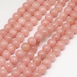 Natural Yellow Jade Beads Strands, Dyed, Round, Dark Salmon, 6mm, Hole: 1mm, about 70pcs/strand, 15.75 inch