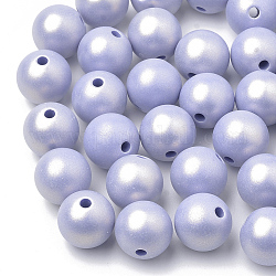 Perles acryliques de style peint par pulvérisation, caoutchouté, ronde, lilas, 10mm, Trou: 1.5mm, environ 950 pcs/500 g