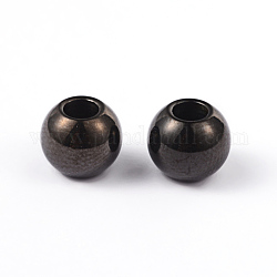 Perles rondes en 304 acier inoxydable, électrophorèse noir, 8x7mm, Trou: 3mm
