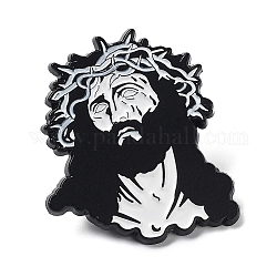 Religion Enamel Pins, Black Alloy Brooch for Backpack Clothes, Jesus, 30.5x26.5x1.5mm