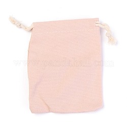 Polycotton Canvas Packing Pouches, Drawstring Bags, Pink, 12x9cm