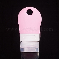 Портативные силиконовые дорожные бутылки, пустой контейнер для бутылок с дезинфицирующим средством, многоразовые герметичные косметические бутылки, розовый жемчуг, 8.35x4.4x3.65 см, отверстие: 1.3x1.4 см, емкость: 38 мл