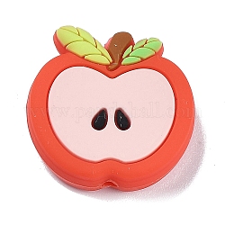 Perline in silicone ecologico per uso alimentare Apple, masticare perline per i denti, fare collane fai-da-te fai-da-te, rosso, 27.5x28x8mm, Foro: 3 mm