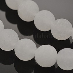 Натуральный белый нефрит круглых бусин пряди, матовые, 6 мм, отверстие : 1 мм, около 63 шт / нитка, 15.3 дюйм