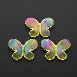 Perles acryliques transparentes, papillon, jaune, 21.5x29x6mm, Trou: 2mm