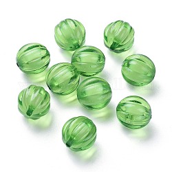 Perles en acrylique transparente, Perle en bourrelet, ronde, citrouille, lime green, 22mm, Trou: 3mm, environ 140 pcs/500 g