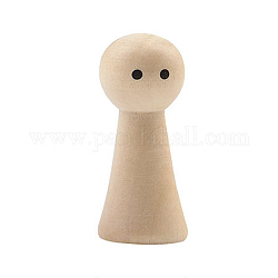 Unfinished Wooden Peg Dolls, Wooden Peg with Printed Eyes, for Children's Creative Paintings Craft Toys, BurlyWood, 1.5x3.4cm