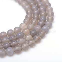 Brins ronds de perles en agate grise naturelle, Grade a, 6mm, Trou: 1mm, Environ 65 pcs/chapelet, 15.7 pouce
