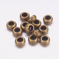 Tibetischer stil legierung perlen, Cadmiumfrei und Nickel frei und Bleifrei, Rondell, Antik Bronze, 10x6 mm, Bohrung: 5 mm