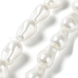 Electroplated Shell Pearl Beads Strands, Nuggets, WhiteSmoke, 21~22.5x14.5~15.5x13~13.5mm, Hole: 1.2mm, about 19pcs/strand, 15.94~16.34 inch(40.5~41.5cm)