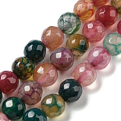 Natürliche Achat Perlen Stränge, gefärbt und erhitzt, Runde, facettiert, Farbig, 6 mm, Bohrung: 1 mm, ca. 62 Stk. / Strang, 14.37~14.76 Zoll (36.5~37.5 cm)