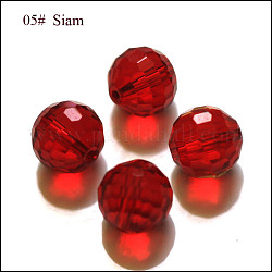 Perles d'imitation cristal autrichien, grade AAA, facetté (128 facettes), ronde, rouge foncé, 10mm, Trou: 0.9~1mm