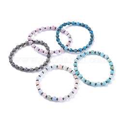 Bracelets extensibles en pierre naturelle mélangée, avec des perles d'entretoise de hématite synthétique non magnétique, 2-1/4 pouce (5.7 cm)