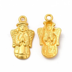 Cremagliera pendenti della lega di placcatura, fascino d'angelo, colore oro opaco, 24x12.5x3.3mm, Foro: 2 mm