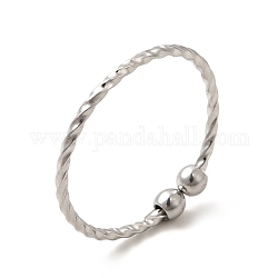 304 anillo de puño abierto con cuentas de acero inoxidable para mujer, color acero inoxidable, nosotros tamaño 7 1/4 (17.5 mm)