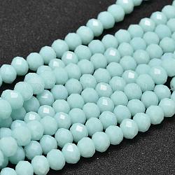 Fili di perle di vetro rondelle sfaccettate, turchese pallido, 6x4mm, Foro: 1 mm, circa 99pcs/filo, 17.7 pollice