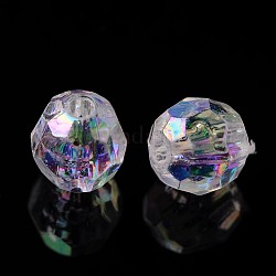 Ab Farbe transparentes Acryl facettierte runde klare Perlen, 6 mm, Bohrung: 1 mm