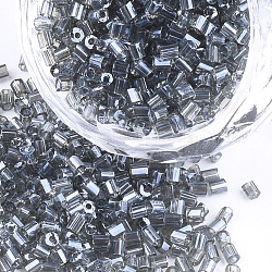 Стеклянный бисер класса а, шестигранник (два разреза), прозрачные цвета lustered, синевато-серый, 1.5~2.5x1.5~2 мм, отверстие : 0.8 мм, около 2100 шт / упаковка, 450 г / мешок