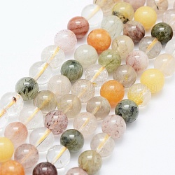 Natürlichen Rutilquarz Perlen Stränge, Runde, 7.5~8 mm, Bohrung: 1 mm, ca. 51 Stk. / Strang, 15.7 Zoll (40 cm)