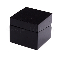 Деревянный ящик для лака для выпечки, крышка filp, с поролоновым ковриком, квадратный, для кольцевой набивки, чёрные, 6x6x5.2 см