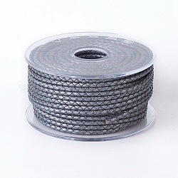 Cordón trenzado de cuero, cable de la joya de cuero, material de toma de diy joyas, gris pizarra, 3mm, alrededor de 21.87 yarda (20 m) / rollo