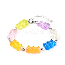 Bracelets à maillons en résine d'ours, avec accessoires en 304 acier inoxydable, colorées, 7-1/2 pouce (19 cm)