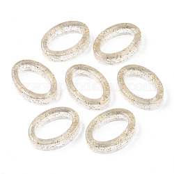 Transparent Acrylic Linking Rings, with Glitter Powder, Oval, Beige, 29x20x7mm, Inner Diameter: 12.5x21mm, about 250pcs/500g