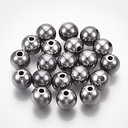 Placage uv perles en plastique abs, ronde, plaqué gris anthracite, 12x11.5mm, Trou: 2mm