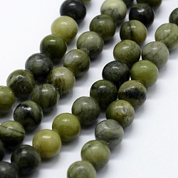 Hilos de jade xinyi natural / cuentas de jade del sur chino, redondo, 4mm, agujero: 0.6 mm, aproximamente 95 pcs / cadena, 14.76 pulgada (37.5 cm)