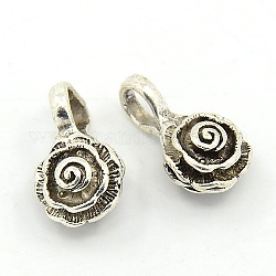 Brass Pendants, Buddhist Jewelry Findings Counter, Flower, Antique Silver, 18x10x8~10mm, Hole: 6x4~5x5mm