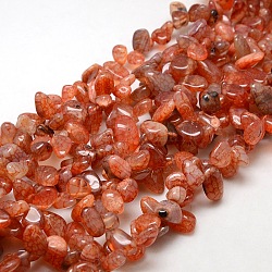 Synthetische Nuggets, Perlenstränge aus knisterndem Achat, gefärbt und erhitzt, orange rot, 8~16x8~12x6~10 mm, Bohrung: 1 mm, ca. 59~60 Stk. / Strang, 15~16 Zoll
