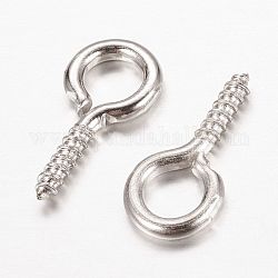 Eisenschraube Ösenstift Heringe Kautionen, für die Hälfte gebohrt Perlen, Platin Farbe, 13x6.5x1.5 mm, Bohrung: 4 mm, Stift: 1.5 mm