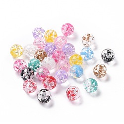 Transparent Acrylic Beads, Polka Dot Pattern, Round, Mixed Color, 16x15mm, Hole: 2.5mm