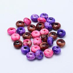 Perles acryliques d'effilage, peint à la bombe, tambour, couleur mixte, 8x4.5mm, trou: 1 mm, environ 2900 pcs / 500 g