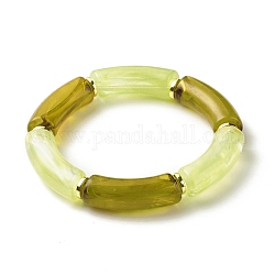 Bracelets extensibles en perles de tube acrylique, avec une perle d'hématite synthétique non magnétique galvanoplastie, vert olive, diamètre intérieur: 2-1/4 pouce (5.6 cm)