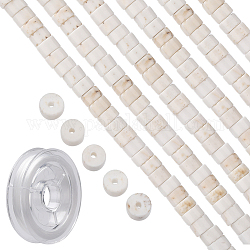 Sunnyclue 1 boîte de 167 pièces de perles plates en pierre à disque, perles de magnésite de 4 mm, perles de pierre heishi, énergie de guérison, pierres précieuses, perles d'espacement en pierre pour la fabrication de bijoux, boucles d'oreilles, bracelet