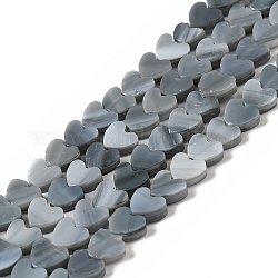 Hilos de abalorios de murano hechos a mano, corazón, gris, 6x6x2~2.5mm, agujero: 1 mm, aproximamente 77 pcs / cadena, 15.75''~16.14'' (40~41 cm)