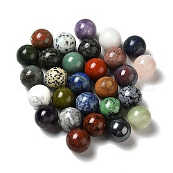 Perles de pierre mélangées naturelles, pas de trous / non percés, mélangé teint et non teint, ronde, 25~25.5mm