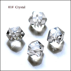 Imitation österreichischen Kristallperlen, Klasse aaa, facettiert, eckenlose Würfelperlen, Transparent, 4x4x4 mm, Bohrung: 0.7~0.9 mm
