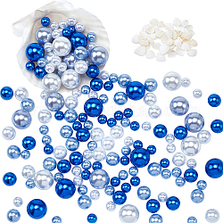 Kits de remplissage de vase pandahall elite, perles rondes en plastique imitation perle incluses, perles de coquillage blanc naturel pour la fabrication de bougies flottantes, couleur mixte, 5~19.5mm, environ 230 pcs / boîte