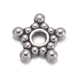 Tibetischen stil Abstandsperlen, Bleifrei und cadmium frei, Stern, Antik Silber Farbe, ca. 8.8 breit, 2.2 mm dick, Bohrung: 2 mm