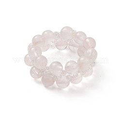 Женское эластичное кольцо из натурального розового кварца и стекла, плетеное из бисера, размер США 6 3/4 (17.1 мм)