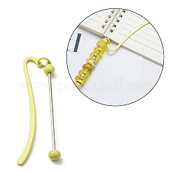 Iron & Alloy Bookmarks with Beadable Bar Pendant, Candy Color Hook Bookmark, Champagne Yellow, 86x17x2mm