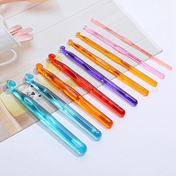 Прозрачные пластиковые крючки иглы, для плетения крючком швейных инструментов, разноцветные, штифты : 3~12 мм, 9 шт / комплект